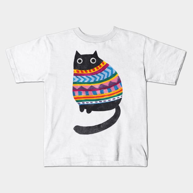 Winter wooly Kids T-Shirt by Planet Cat Studio